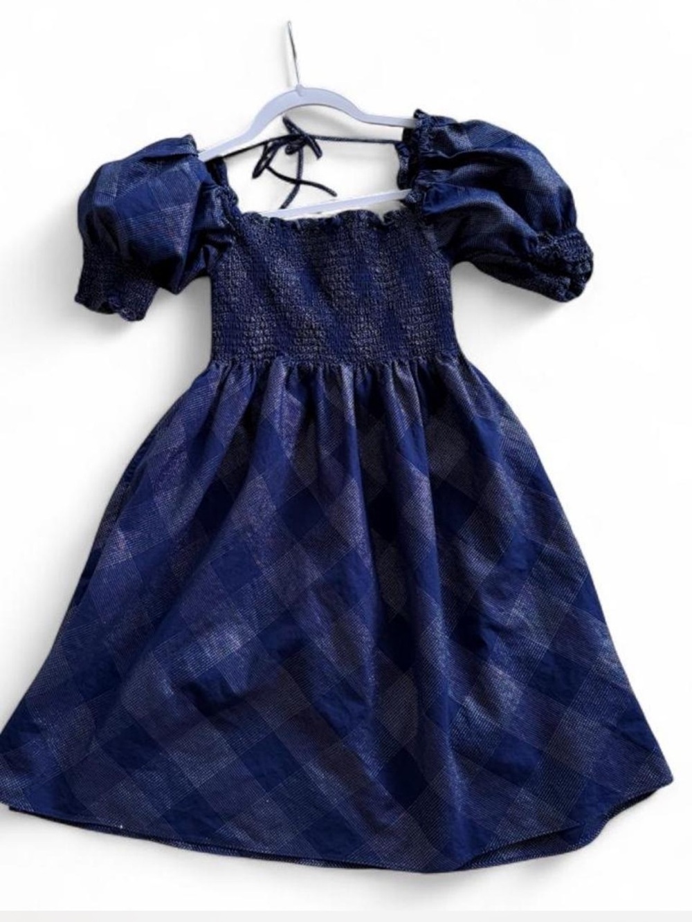 Hill House Navy Plaid Puff-Sleeve Dress